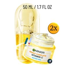 GARNIER Bright Complete Vit C Gel Moisturizer Brighten Black Spots Anti-Aging 2X   Description Capacity: 2pcs @ 50 ML / 1.7 FL OZ Expiry Date: More Than 10 Months How to use: Apply Evenly To Cleansed Face & Neck. Avoid The Area Around The Eyes Suitable for: Gender: Unisex Age: Adults, Teens Skin Type: All Skin Type Ingredients: o   Glycerin, Niacinamide o   Citrus Limon Fruit Extract/Lemon Fruit Extract o   Vitamin C, Hyaluronic Acid BENEFITS: Moisturizes And Brightens Facial Skin Disguise Black Spots, And Maintain Skin Moisture For 48 Hours Moisturizing Gel That Is Light And Absorbs Quickly Halal, BPOM Disclaimer Skincare/Makeup: In case of having side effects such as red rash, swollenness and/or itching while using this skincare or cosmetic, or in case such symptomps appear by direct sun Hyaluronic Acid Benefits, Red Rash, Lemon Fruit, Vit C, Gel Moisturizer, Skincare Makeup, Black Spot, Facial Skin, Skin Type