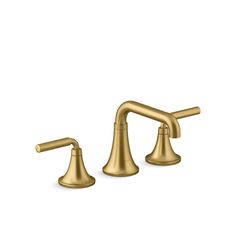 two faucets in gold finish, one with handles and the other without handles