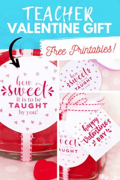 valentine's day gift idea for teachers with free printable tags to give them