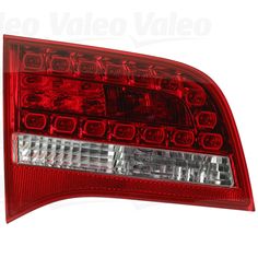 the tail light of a red car