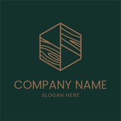 the logo for a wood company with a hexagonal structure in gold and green