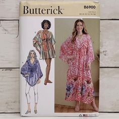 a women's robe and dress sewing pattern from butterick