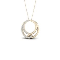 With a fashion spin, this diamond circle pendant is certain to be worn often. Crafted in sterling silver, this loop design features sections of polished gold and sparkling diamonds. Radiant with diamonds and a brilliant buffed luster, this pendant suspends along an 18.0-inch rope chain that secures with a spring-ring c Diamond Infinity Necklace, Diamond Circle Pendant, Loop Design, Yellow Necklace, Circle Diamond, Gold Jewelry Necklace, Infinity Necklace, Circle Pendant, Sparkle Diamonds