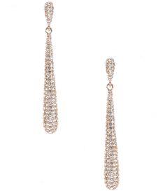 From Cezanne&#x2C; the Crystal Pave Domed Stick Metal Drop Earrings feature: Drop earringsGold-tone hardwareSurgical steel post closureApprox. 2" length Imported. Metal Drop, Steel Post, Gold Crystal, Gold Drop Earrings, Dillard's, Accessories Jewelry, Costume Jewelry, Gold Earrings, Gold Tones