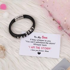 TO MY SON "I AM THE STORM" BRACELET Love My Grandson, To My Grandson, Vip Card, Son Quotes, My Grandson, Gift Bouquet, I Love You Forever, Card A, A Bracelet