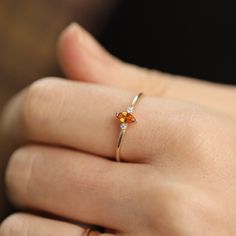 Orange Sapphire Marquise Diamond Ring Band Engagement Wedding | Etsy Orange Engagement Ring, Stackable Engagement Ring, Diamond Ring Band, Bezel Set Necklace, Diamond Star Necklace, Orange Ring, Gold Ring Diamond, Rings Gifts, Orange Gem