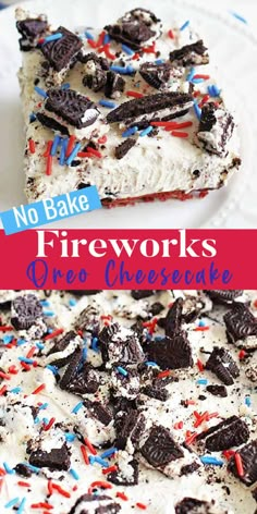 no bake fireworks oreo cheesecake on a plate