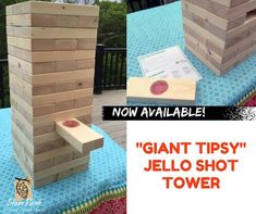 there is a giant wooden tower made out of wood blocks