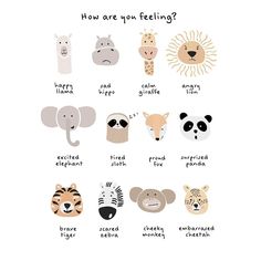 Childrens calming meditation emotions print 1 Poster Print - Sarah Manovski-VARPDX2471105 Image 1 Kids Emotion Chart, Daycare Names Ideas, Paintings For Kids Room, Educational Prints, Calming Meditation, Kids Painting Party, Kindergarten Portfolio, Emotion Chart, Feelings Chart