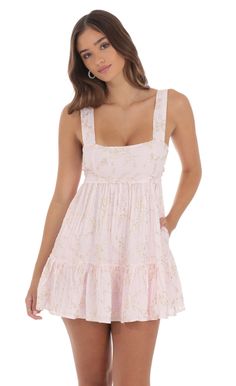 Light Pink Mini Dress, Hoco Inspo, Pacsun Dresses, Cute Homecoming Dresses, Taylor Swift Tour Outfits, Floral Babydoll Dress, Dresses Aesthetic, Lucy In The Sky, Sorority Outfits