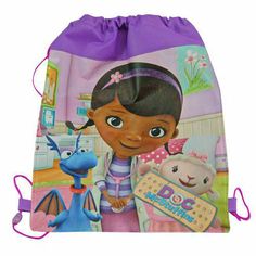 a purple bag with a cartoon character on it