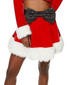 Sexy Santa Skirt with Faux Fur Trim - Spencer's Santa Skirt, Spencers Gifts, Santa Suits, Ultimate Christmas, Red Skirt, Christmas Costumes, White Faux Fur, Red Skirts, Christmas Present