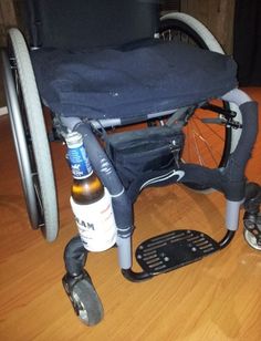 Wheelchair Drink/Can/Bottle Holder Diy Wheelchair Accessories, Drink Holder Diy, Diy Wheelchair, Bottle Caddy, Useful Projects, Bar Fits, Drink Cooler, Walker Bag