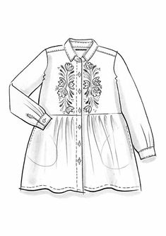 a drawing of a shirt with an embroidered design on it