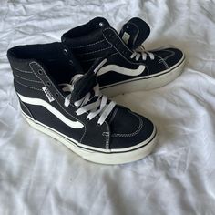 Basically Nwot. Worn Once. Perfect Condition. Vans Black Skate Shoes For School, Black High-top Skate Shoes For School, Vans High Tops, Vans High, Shoes Vans, High Top Vans, Vans Black, Vans Shoes, Kids Shoes