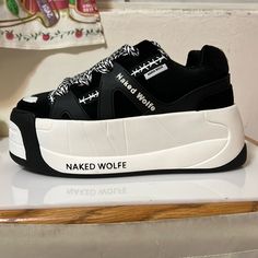 Brand New Platform Sneakers With Suede Like Tops. Still In Original Box With Shoe Bags And Never Used Alternate Black Laces. Size 6 Us. Size 36 Eu. Size 3 Uk Naked Wolfe Shoe, Naked Wolfe, Shoe Bags, Platform Sneaker, Sneaker Brands, Black Laces, Platform Sneakers, Casual Sneakers, Womens Sneakers