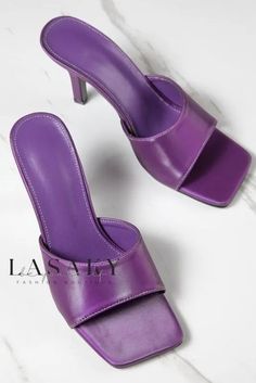 Lasaky - Premier Slim Heel Sandals: Exquisite Fashion Footwear Purple Closed Toe Heels For Summer, Fitted Purple Heels For Summer, Fitted Purple Sandals With Round Toe, Trendy Purple Evening Sandals, Purple Flat Heels For Summer, Spring Purple Open Toe Mules, Spring Season Purple Open Toe Mules, Summer Purple Open Toe Heels, Purple Open Toe Heels For Summer