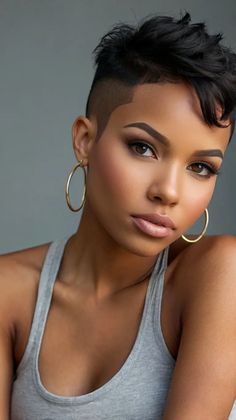 Default Cute shaved sides pixie cut hairstyles ideas on black 2 Pixie Undercut Black Women, Short Pixie Haircuts For Thick Hair Undercut Shaved Sides, Shaved Sides Pixie, Pixie Cut Shaved Sides, Shaved Pixie Cut, Shave Hair, Pixie Cut Hairstyles, Black Women Short Hairstyles