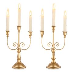 PRICES MAY VARY. Size : 3 Arm Metal candelabra Designed for 3 table centerpiece, 12 inch Tall, fit standard 0.87” taper candle Antique Candelabra: Taper candle holders hold 3 candles. It is traditional and classical style, elegant design with fine details Durable & Well Made: Candle stick holder is made of high-quality metal, welded well.The design of extended part of candle cup will prevent the wax dripping on the table. Various Occasion: the white distressed candle holders go well with wedding Gold Candle Holder Centerpieces, Regency Party, Sweet Table Decorations, Gold Taper Candle Holders, Gold Taper Candles, Aesthetics Room Decor, Bridgerton Party, Gold Candle Holder, Gold Candelabra