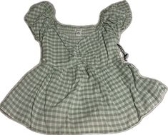 Cute Fitted Tops For Picnic, Summer Green Tops For Playtime, Green Summer Tops For Playtime, Casual Fitted Summer Tops, Fitted Summer Tops For Playtime, Cute Summer Blouse For Playtime, Cute Cotton Gingham Blouse, Cute Gingham Blouse For Summer, Cute Gingham Cotton Blouse