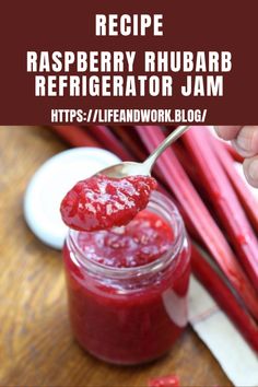 Raspberry Rhubarb Refrigerator Jam Recipe Alaska Foraging, Raspberry Rhubarb Jam, Blueberry Rhubarb Jam, Stewed Rhubarb, Raspberry Freezer Jam, Refrigerator Jam, Raspberry Pie Filling