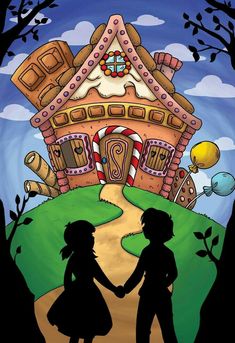 two children holding hands walking towards a house