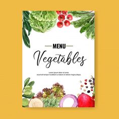 a menu cover with vegetables on it