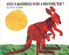 an illustration of a kangaroo and its baby in the grass with text that reads does a kangaroo have a mother, too?