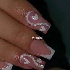 Nail Ideas That Go With Everything, Cute Shirt Acrylic Nails, 1 Year Anniversary Nail Ideas, Nail Designs For Very Short Nails, Nails 2024 Design, Acrylic Nails Simple Designs, French Nails Design 2024, Nail Ideas With Red, Heart Design Nail Art