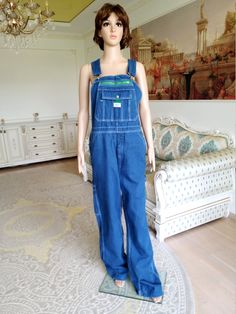 "Denim jumpsuit jean jumpsuit Denim Overall vintage womens overall pants jean overalls Retro overalls Bib Overall XXL grunge overalls Bib Dungarees 100 % - cotton made in Vietnam height of the woman in the photo - 180 cm Please refer to photos for details of condition. Condition: very good vintage Measurements: Inseam : 83cm/32.7\" Length: 158 cm + ( be regulated ) /62.2\"+ Hips- 106 cm/ 41.7\" Waist: 100 cm/ 39.4\" Size: XXL note The color on the pictures may vary due to monitor settings and li Retro Dark Wash Bib Front Overalls, Retro Bib Front Overalls In Medium Wash, Retro Dark Wash Cotton Denim Jumpsuit, Retro Medium Wash Bib Front Overalls, Retro Overalls With Pockets, Vintage Blue Denim Overall Jumpsuit, Retro Medium Wash Cotton Overalls, Fitted Retro Overalls, Vintage Denim Overalls Jumpsuit In Relaxed Fit