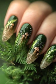 Fall Nail Art Designs, Green Nail Designs, Green Nail, Fall Nail Art, Autumn Nails, Nail Designs Spring, Fall Nail Designs, Nail Art Inspiration