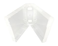 two clear plastic storage containers with dividers on each side, one open and the other closed