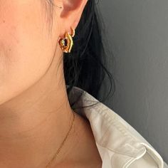 Sparkle, sparkle. These edgy hoops feature CZ stones of different sizes. Small hoops with a lot of sass. Perfectly paired when dressing up for a special occasion or a fun night out! -stainless steel, gold plated Edgy Metal Hoop Earrings For Party, Trendy Metal Huggie Earrings, Trendy Huggie Earrings For Party, Trendy Tarnish-resistant Metal Huggie Earrings, Cz Stone, Ear Cuff, Gold Jewelry, Night Out, Special Occasion