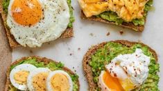 toast with eggs and avocado on it