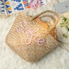 The perfect gift for a summer wedding! Don't forget to get one for yourself. Beige Bags For Beach Season Gift, Elegant Pink Vacation Bag, Rectangular Shoulder Bag As Summer Gift, Rectangular Shoulder Bag As A Summer Gift, Beach Season Woven Bag Gift, Beige Straw Bag For Summer Gift, Woven Bags For Beach Season Gift, Woven Beach Bag For Gift, Woven Beach Bags As Gifts