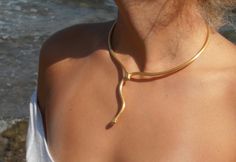 Snake Tie necklace '' Ofis '' handmade BRASS by EllinasTreasures Gold Snake Shape Jewelry For Parties, Gold Lariat Choker Necklace As A Gift, Gold Lariat Choker Necklace Gift, Yellow Gold Snake-shaped Jewelry, Adjustable Gold Snake-shaped Jewelry, Hand-forged Snake-shaped Jewelry For Gifts, Unique Gold Snake Chain Jewelry, Gold Plated Snake Shape Jewelry, Gold-plated Snake Shape Jewelry