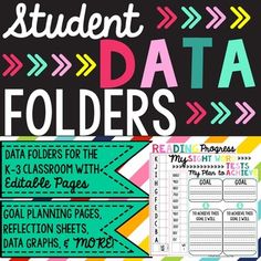 student data folders for the classroom with editable pages, and an arrow design