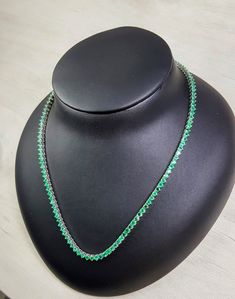 Amazing Round emerald tennis necklace, 3-Prong set gold tennis necklace, emerald necklace, May birthstone, bridal anniversary  Metal:- 14K Solid white gold Stone:-Emerald Stone Shape:- Round Stone Color:-Deep Green Stone number:132 Stone weight:20.58 CT Stone mm :-3 to 3.1 mm Necklace length - 42.2 cm 100% natural earth minded zambia emeralds -- shipping by Dhl ex ✦ Perfect Setting ✦ E.G.LABS certification no. ✦ DHL EX free  insured shipping ✦ Gift box    ✶✶ SHINE BRIGHT WITH A DIAMOND ✶✶   We c Anniversary Gemstone Tennis Necklace, Anniversary Round Gemstone Tennis Necklace, Formal Gemstone Tennis Necklace, Formal Single Strand Emerald Necklace, Anniversary White Gold Gemstone Tennis Necklace, Classic Gemstone Tennis Necklace - Gift, Round Gemstone Tennis Necklace Fine Jewelry, Luxury Gemstone Tennis Necklace As Gift, Luxury Gemstone Tennis Necklace Gift