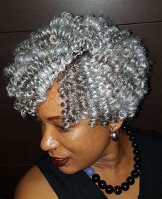 Pin by Twyla Jackson on Naturalistas Grey Hair Braids, Black Hair Curls, Grey Crochet, Curly Crochet Hair Styles, Crochet Braid Styles