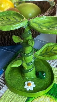 a green plant sitting on top of a table