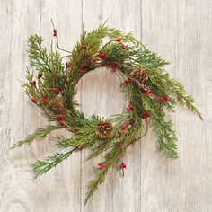 Evergreen Pine W/ Red Pip Berries Candle Ring / Wreath 3.5 Inner Diameter Crafts For Senior Citizens, Christmas Green And White, Nativity Candle, Missing A Loved One, Jolly Green Giant, Christmas Candle Rings, Cedar Wreath, Memorial Lanterns, Gardening Crafts