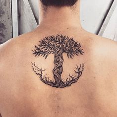 a man with a tree tattoo on his back