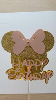 a happy birthday card with a minnie mouse on it