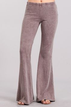 You will want these in every color! They are so soft, stretchy, and comfy. They are the perfect casual pant, wear them everyday & everywhere. They feature an elastic waistband, are high rise, mineral washed, light weight, have lots of stretch and have a bell bottom silhouette. These are hand dyed for a vintage look, so expect variations in color. Small (2-4) waist 26-27", hip 36-37", inseam 31.5" Medium (6-8) waist 28-29", hip 38-39", inseam 32" Large (10-12) waist 30-31", hip 40-41", inseam 32 Casual Festival, Soft Pants, Bell Bottom, How To Clean Carpet, Washed Jeans, Stretch Pants, Lovely Colors, Online Boutiques, Resort Wear