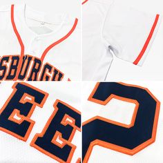 four different baseball jerseys with numbers on them