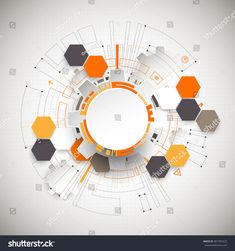 an abstract background with hexagonal shapes in orange and grey colors stock photo edit