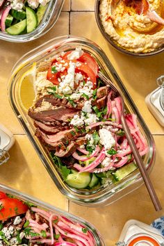 the meal is prepared and ready to be eaten on the table with other dishes around it