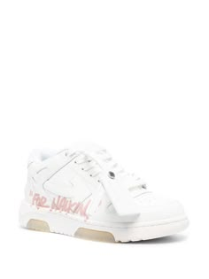 Off-White Out Of Office "For Walking" low-top Sneakers - Farfetch White Shoes Outfit, Off White Out Of Office, Office Sneakers, Off White Sneakers, Pretty Shoes Sneakers, Round Toe Sneakers, Off White Shoes, Shoe Wishlist, Sneakers Pink