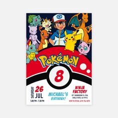 the pokemon 8 birthday party poster