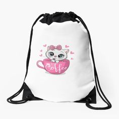 a white drawsack bag with a cat in it and the words coffee on it